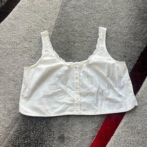 Madewell White Ruffled Crop Tank Top